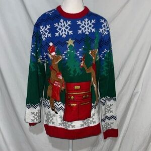reindeer grilling ugly Christmas sweater by Blizzard Bay size medium
